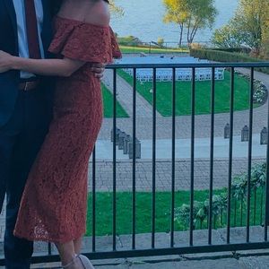 Orange lace cocktail dress